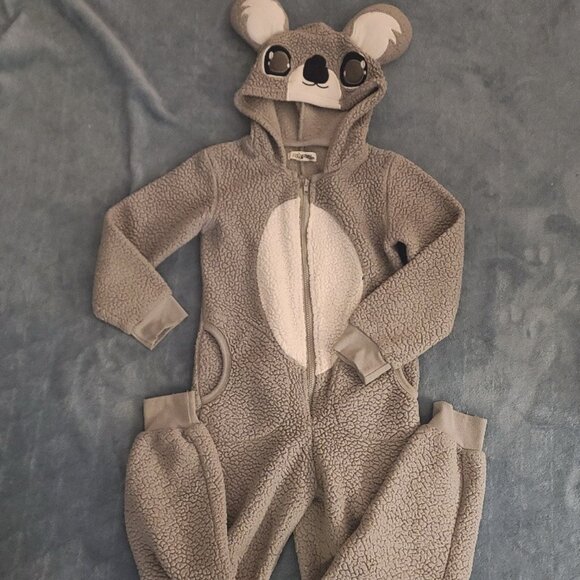FUNZIETIME Girl's Sleeper Onezie gray kangaroo  Size S/P (7-8) - Picture 1 of 2